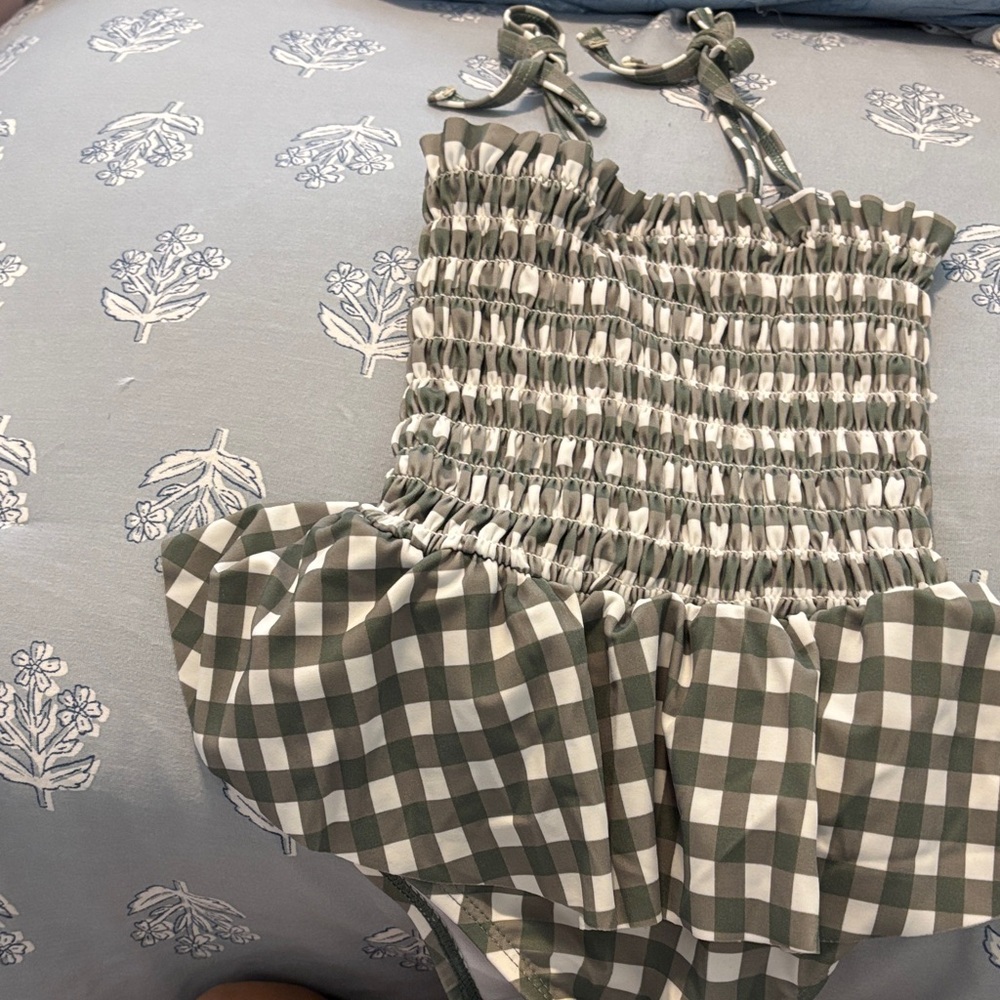 Starting Out Green and White Gingham One Piece